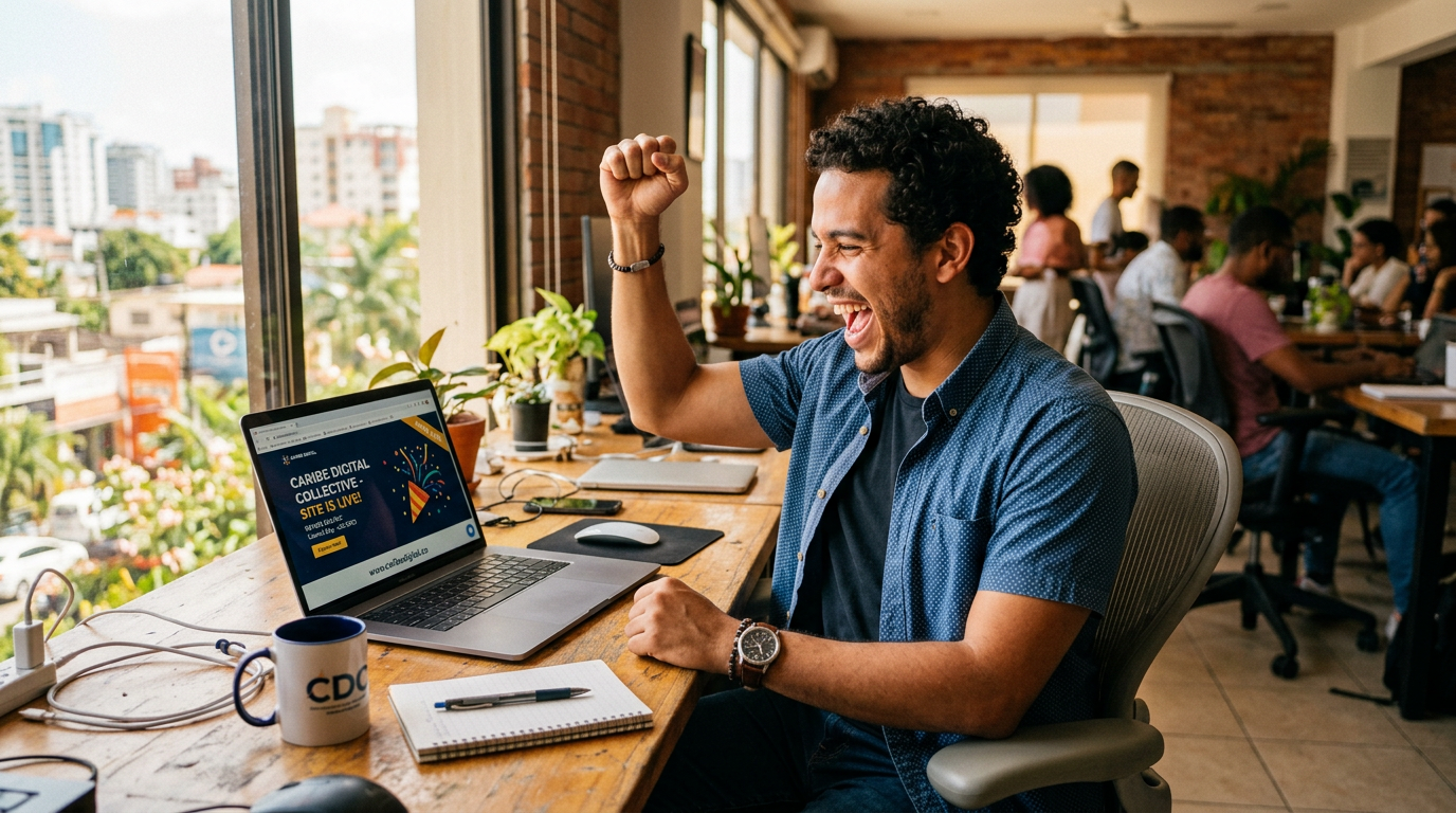 Emprendedor lanzando su proyecto