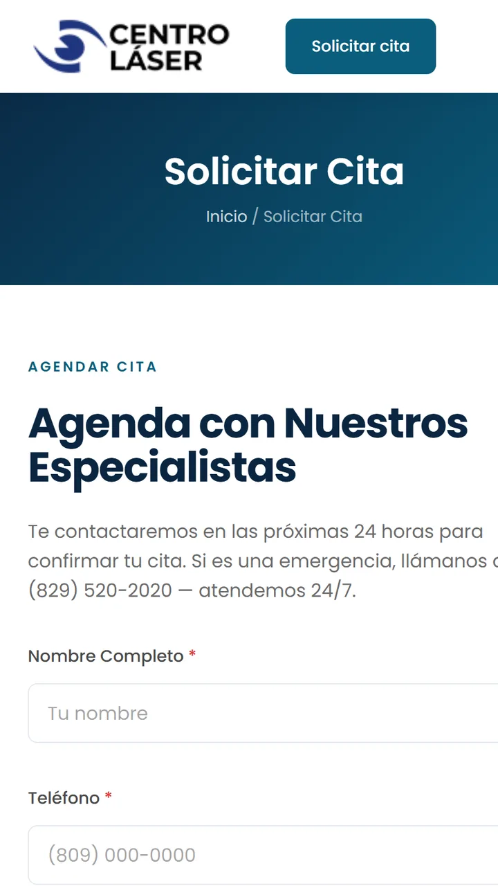 Sistema de solicitud de cita de un centro oftalmologico