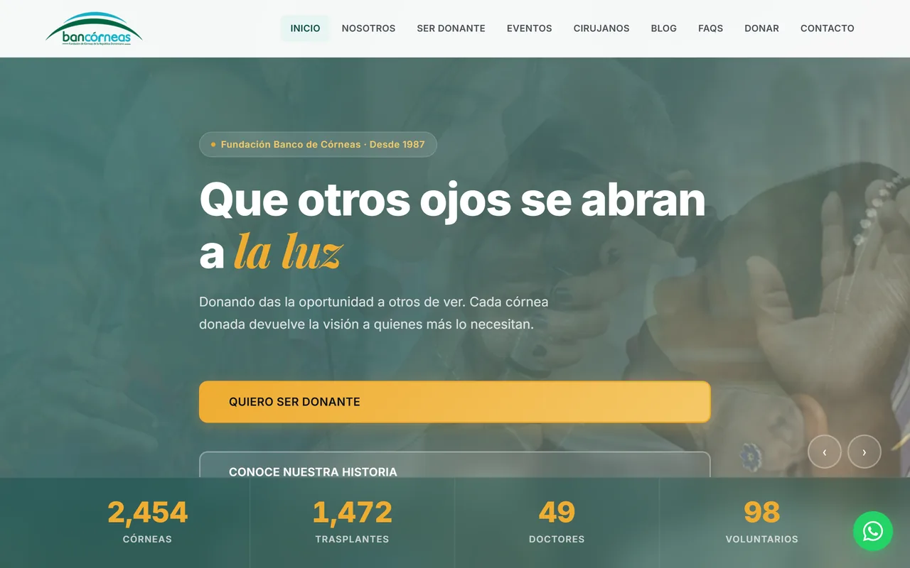 Sitio web de Bancórneas, Fundación Banco de Córneas de la República Dominicana