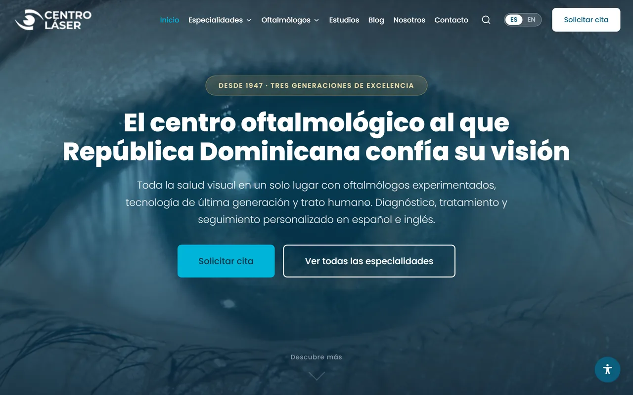 Sitio web de Centro Láser, centro oftalmológico en Santo Domingo