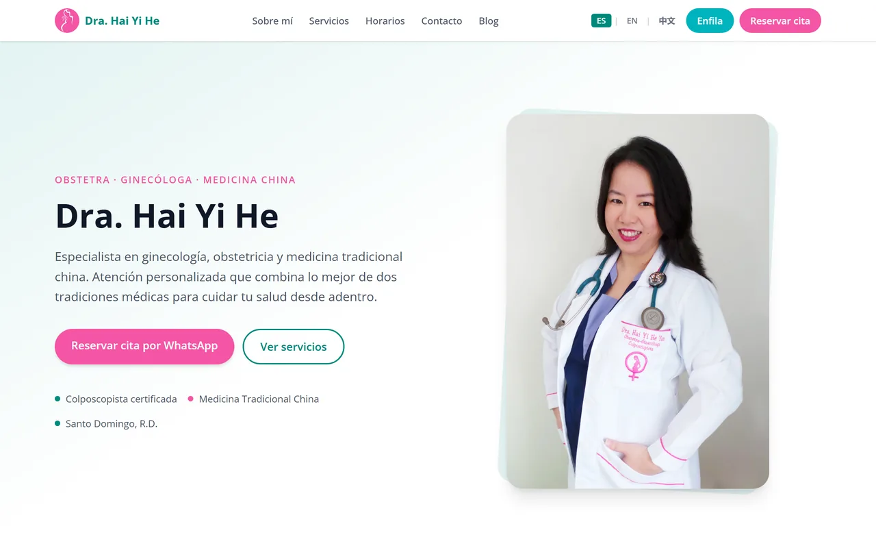 Sitio web de la Dra. Hai Yi He, ginecóloga y obstetra