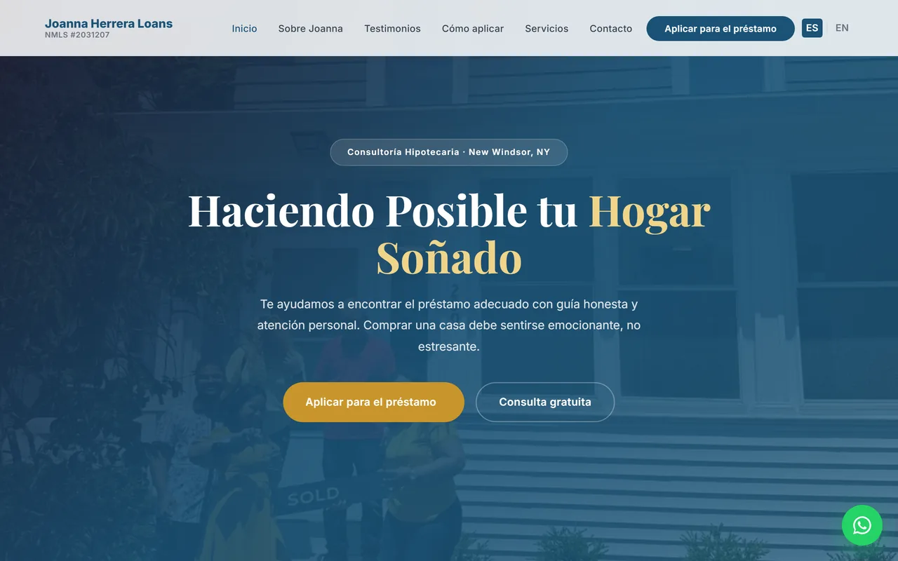 Sitio web de Joanna Herrera, consultoría hipotecaria en Nueva York