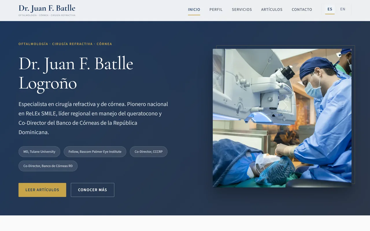 Sitio web del Dr. Juan Batlle, oftalmólogo subespecialista en córnea