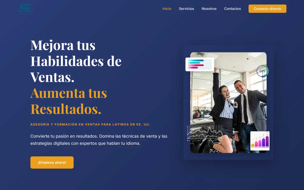 Sitio web de Orozco Company, formación en ventas para latinos en Estados Unidos